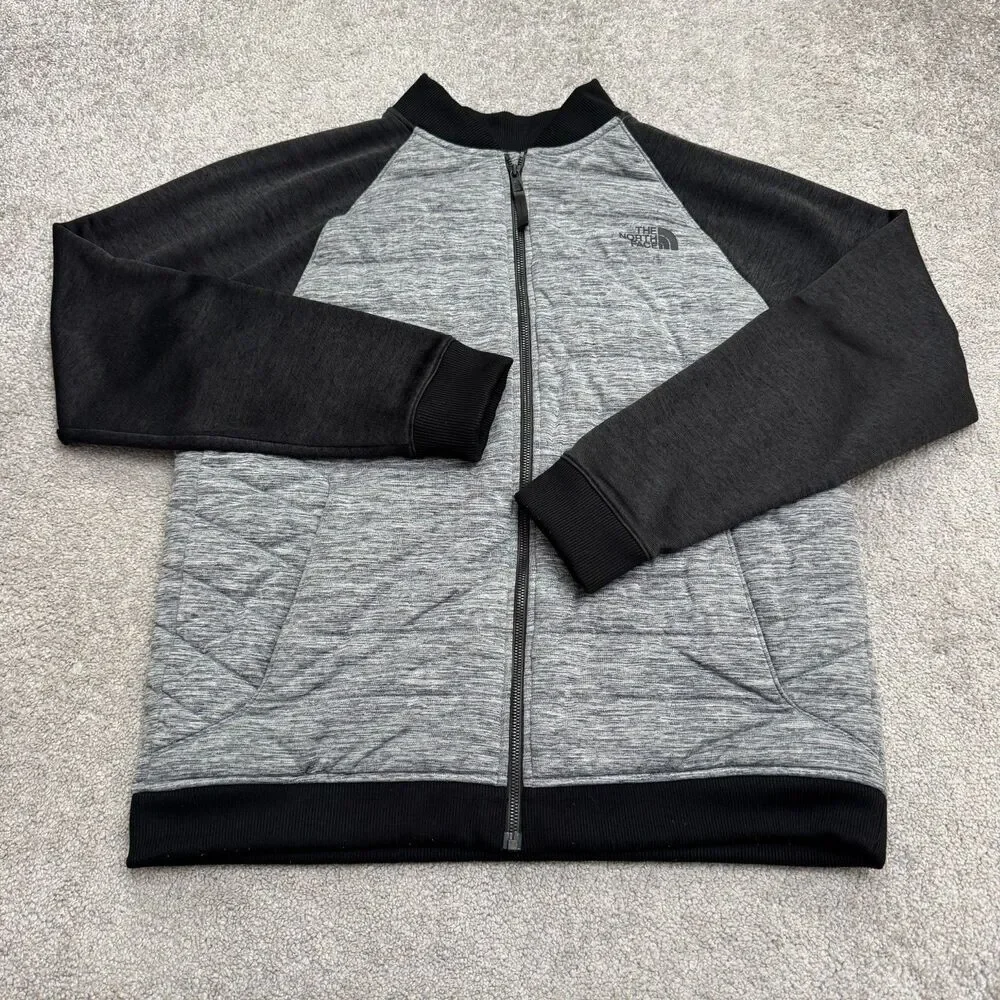 The North Face Quilted Midlayer Bomber Jacket Mens Large Gray Black Colorblock